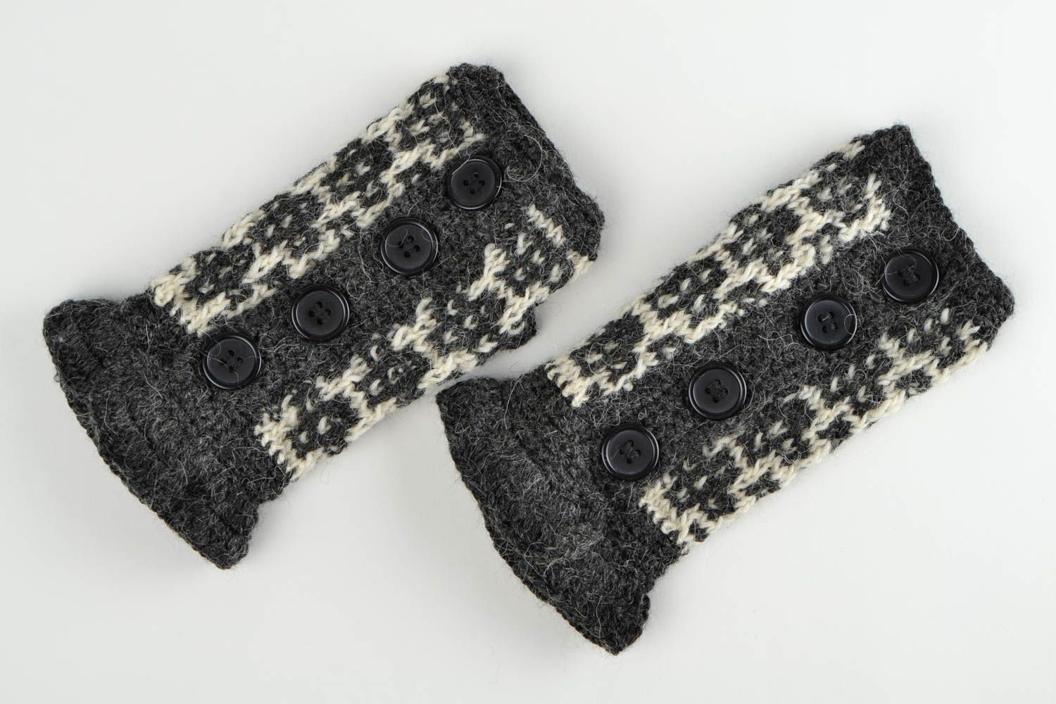 Mitaines tricot fait main Gants mitaines laine au crochet Accessoire femme photo 2