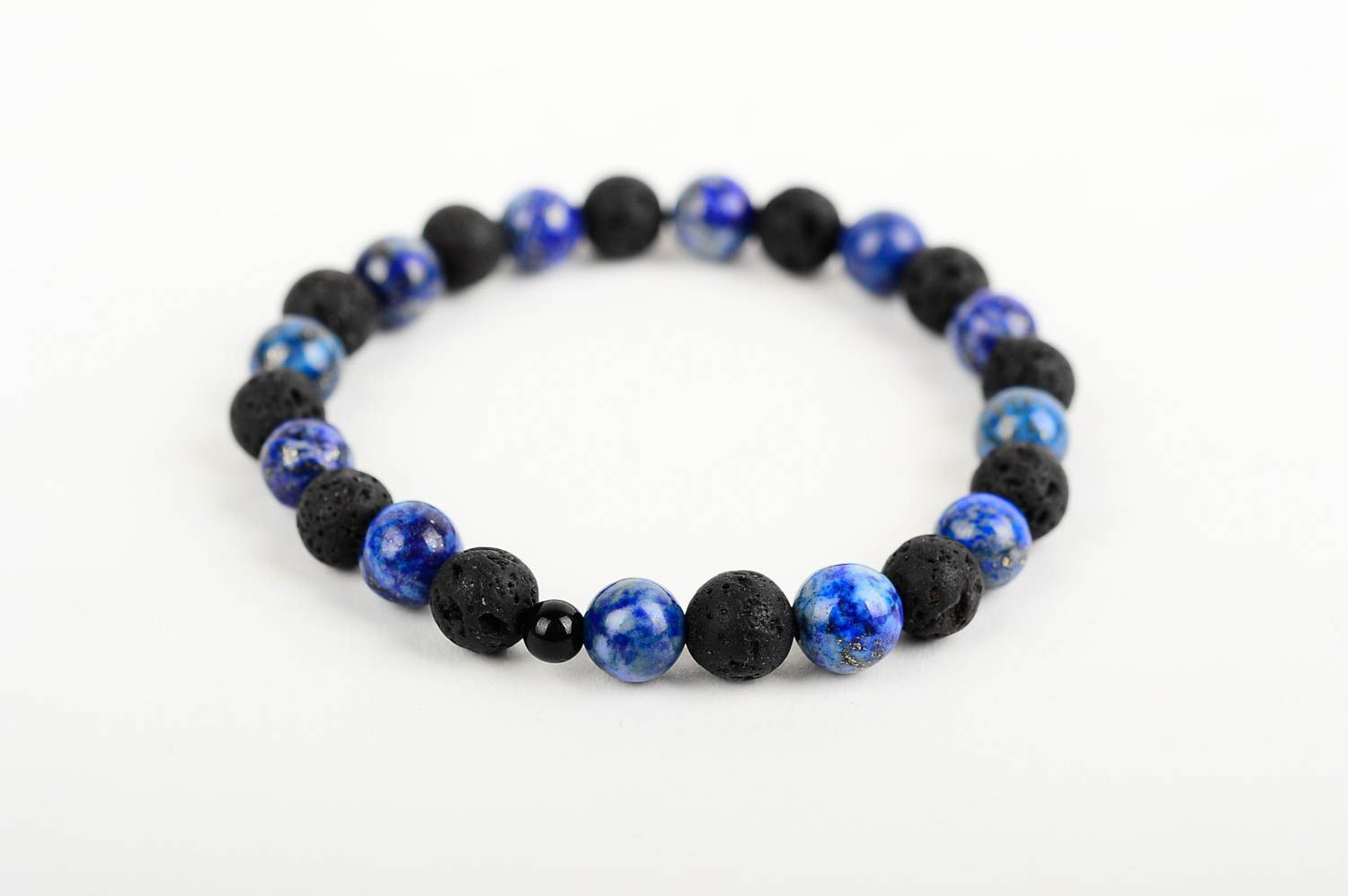 Bracelet pierres naturelles Bijou fait main bleu Accessoire pour femme photo 3