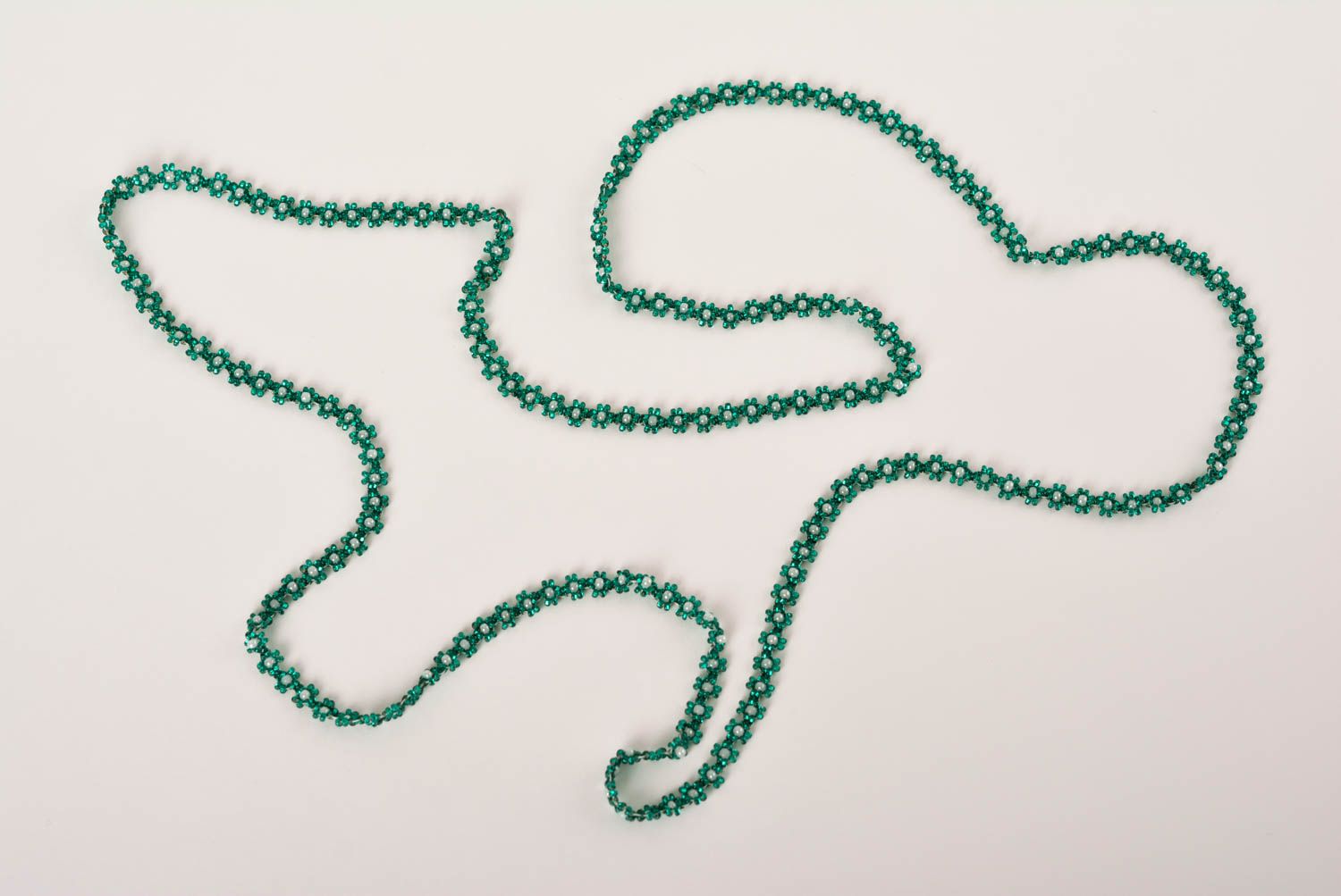 Lange Halskette handmade Collier aus Rocailles origineller Designer Schmuck foto 5
