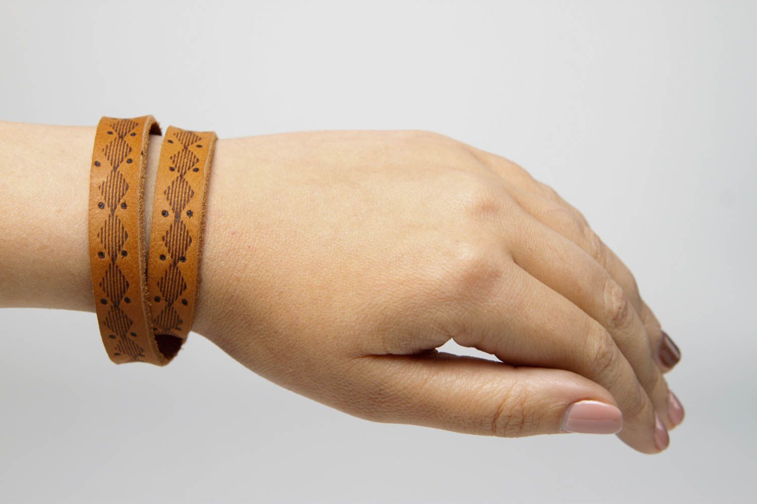 Unusual handmade leather bracelet artisan jewelry accessories for girls photo 2
