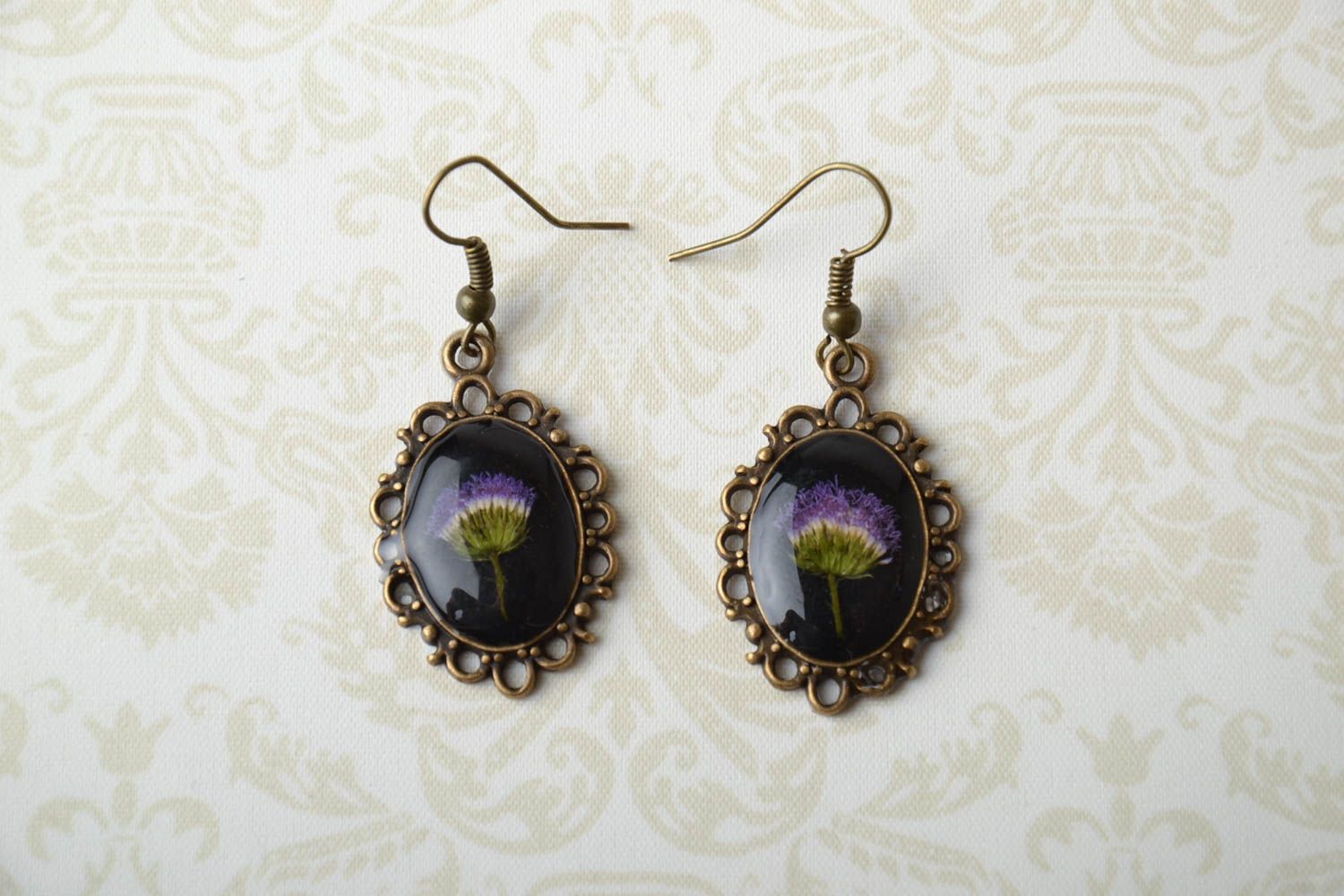Earrings with real wildflowers photo 1