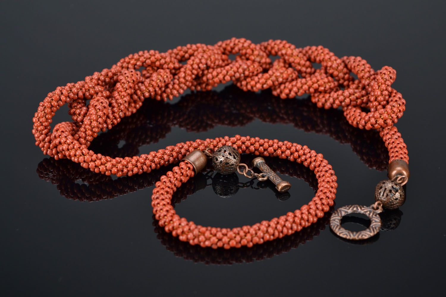 Elegant beaded necklace-cord photo 1