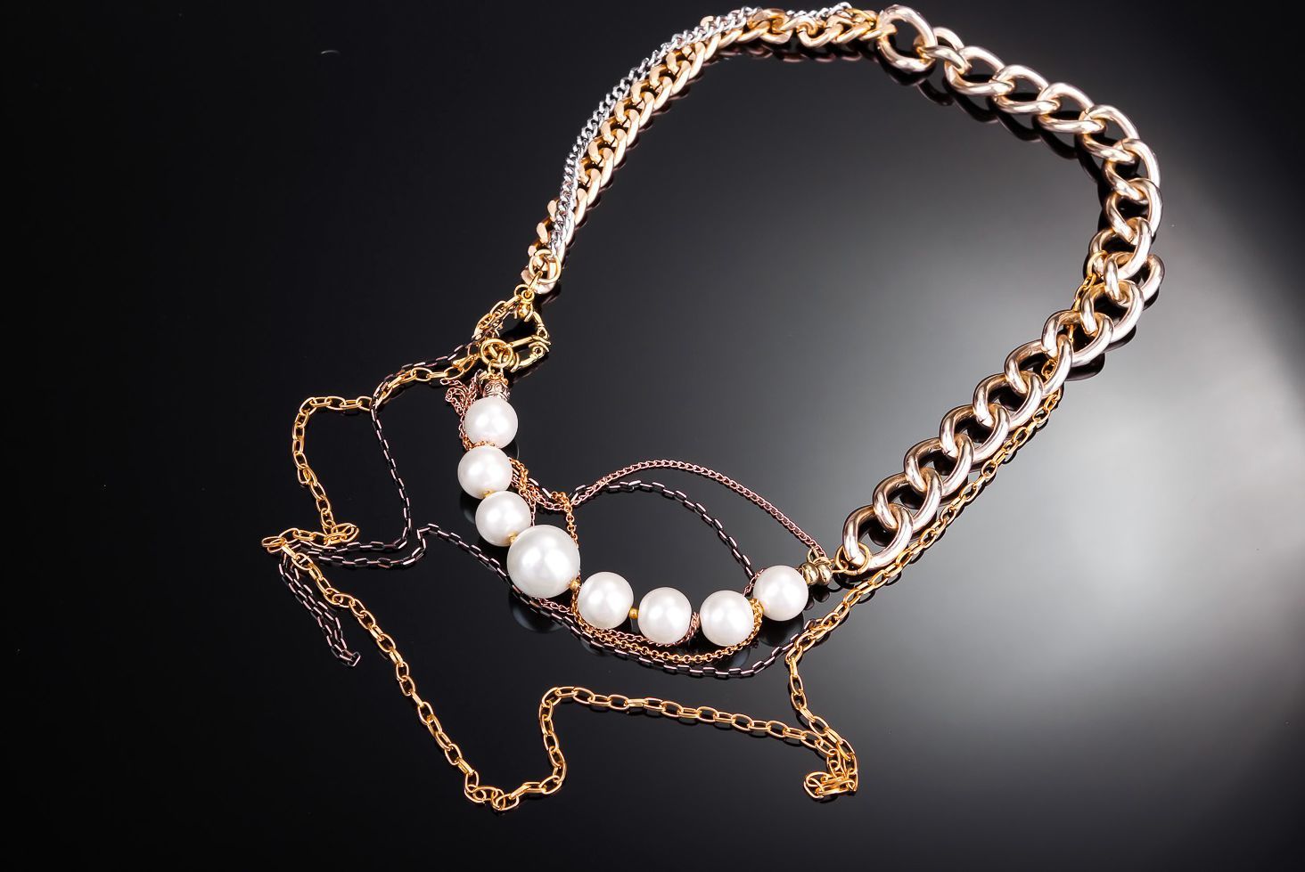 Necklace with ceramic pearls, handmade photo 2