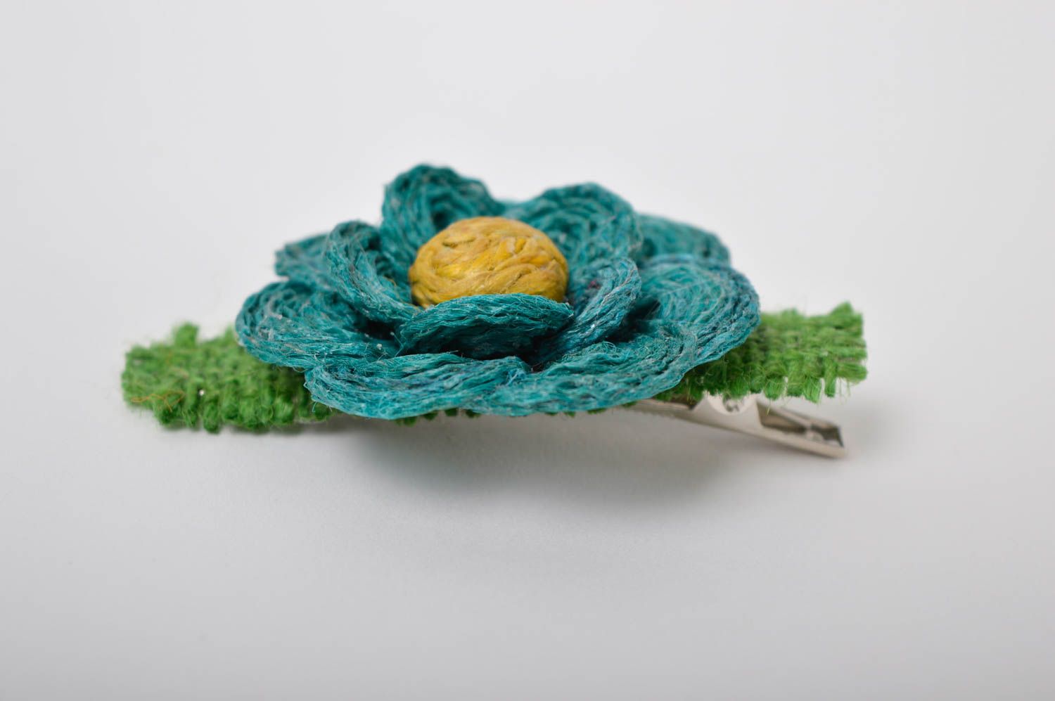 Stylish handmade flower barrette cord hair clip designer hair accessories photo 4