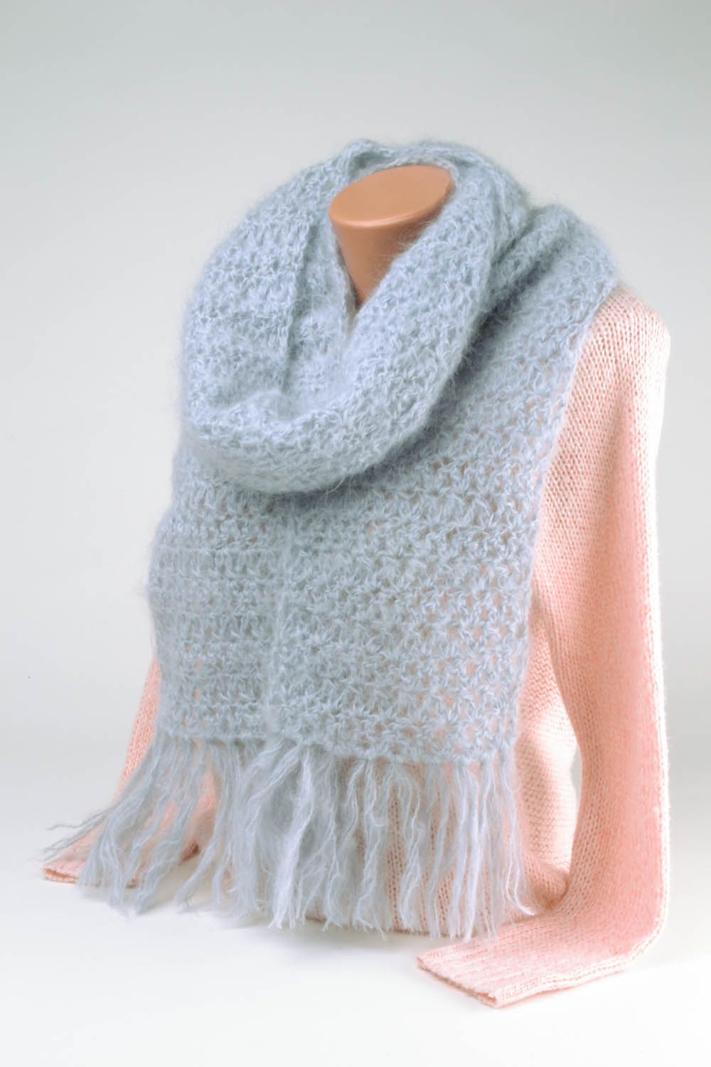 Blue crochet scarf photo 2