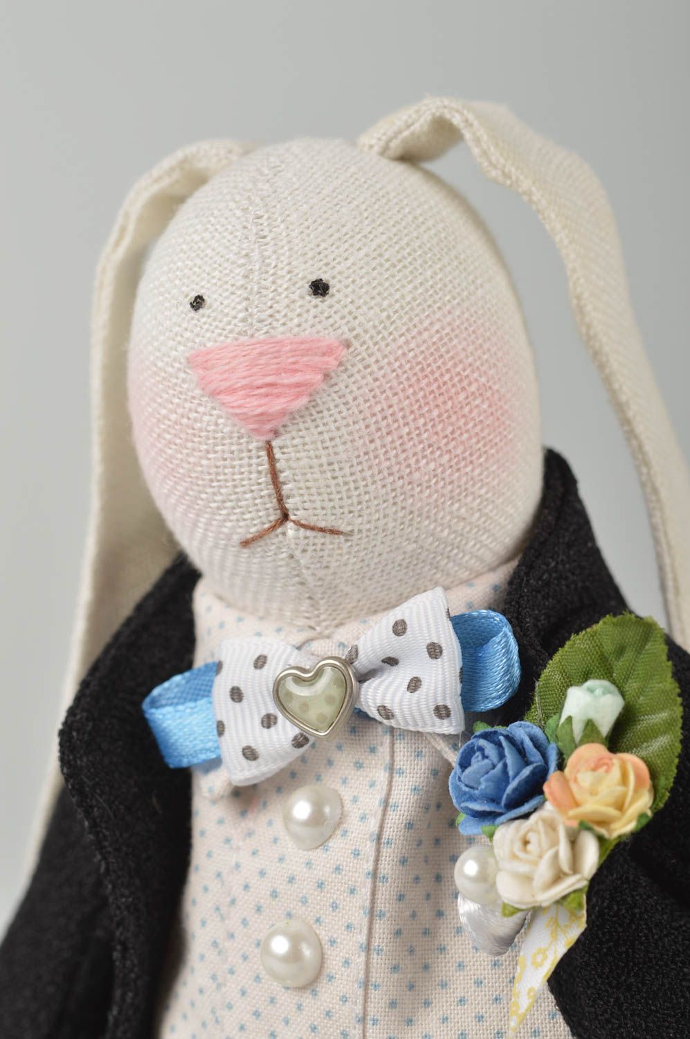 Handmade wedding souvenir stylish textile toy beautiful wedding rabbit photo 4