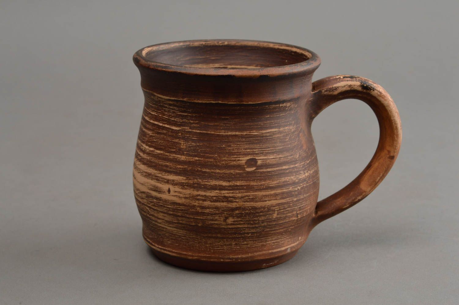 10 oz clay not glazed ancient style drinking cup with handle photo 2
