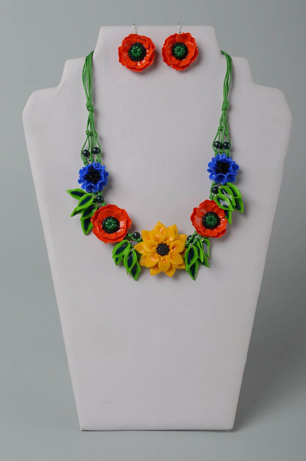 Handmade jewelry polymer clay accessories long earrings plastic necklace photo 1