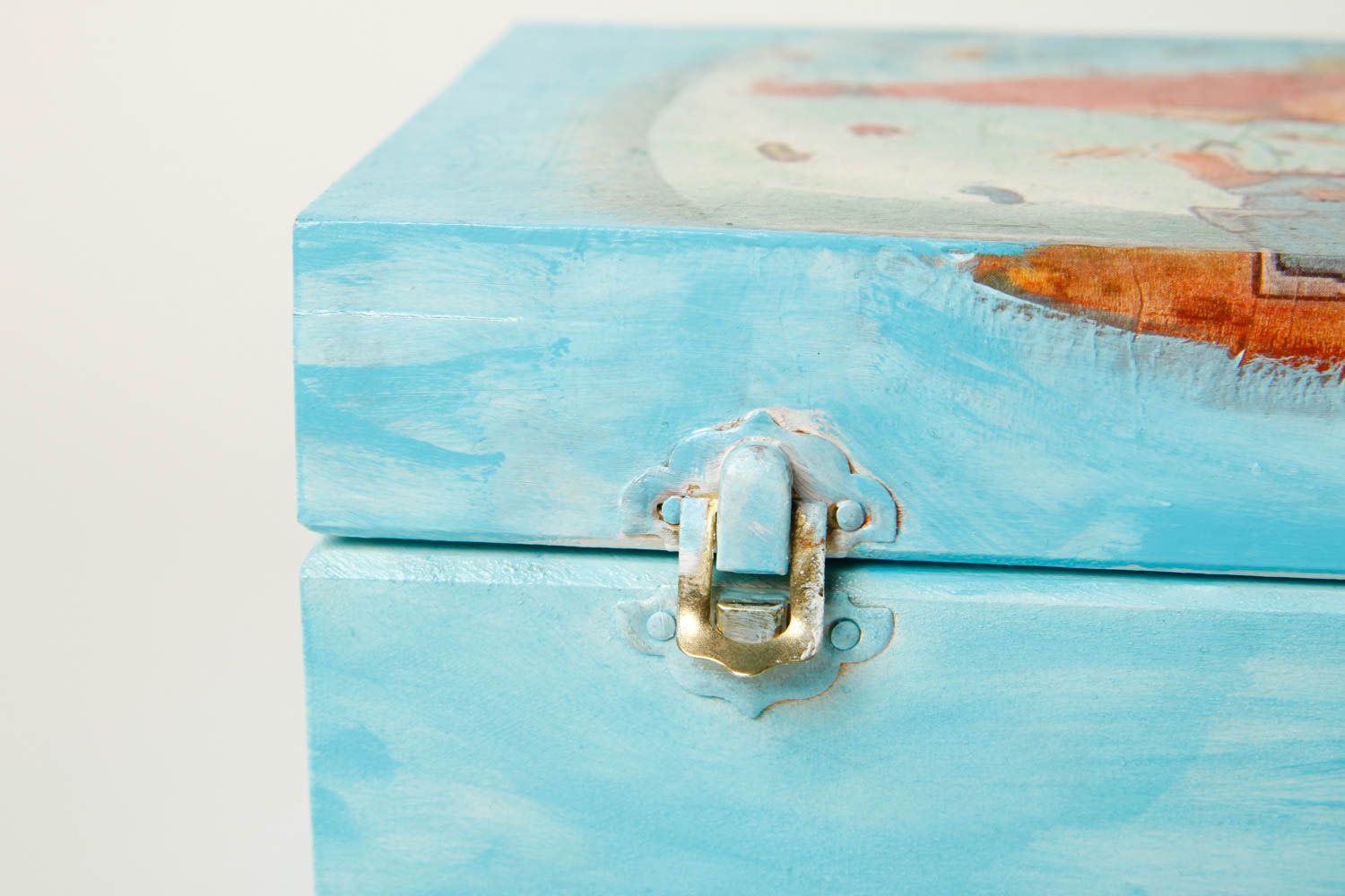 Portagioielli di legno fatto a mano scrignetto per gioielli in stile decoupage
 foto 5