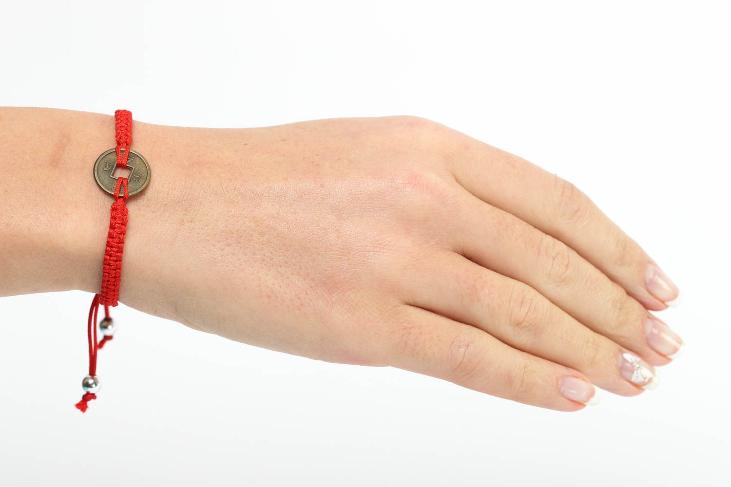 Bracelet textile Bijou fait main rouge talisman Accessoire femme original photo 5