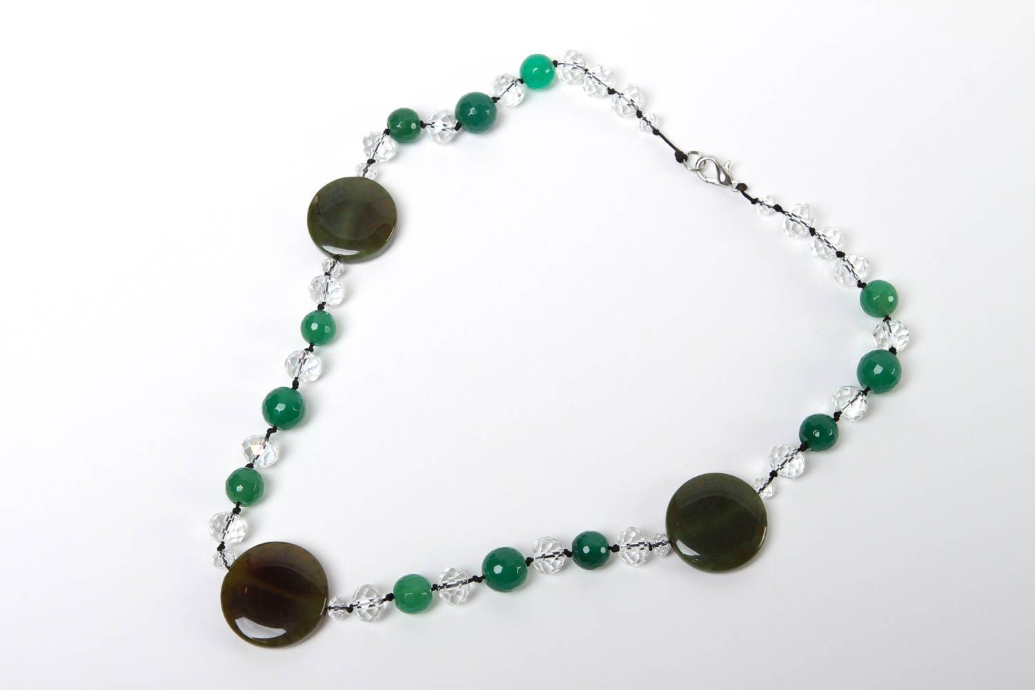 Handmade necklace designer accessory unusual bead necklace stone jewelry photo 2