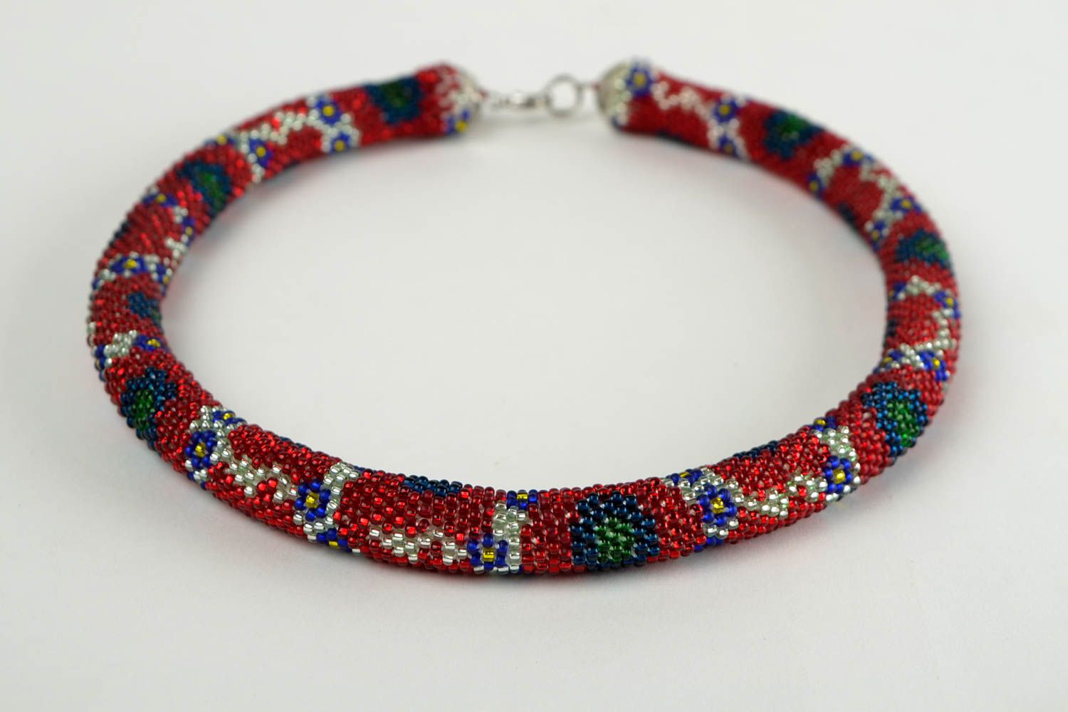 Handmade designer necklace unusual beaded cord necklace elegant jewelry photo 3