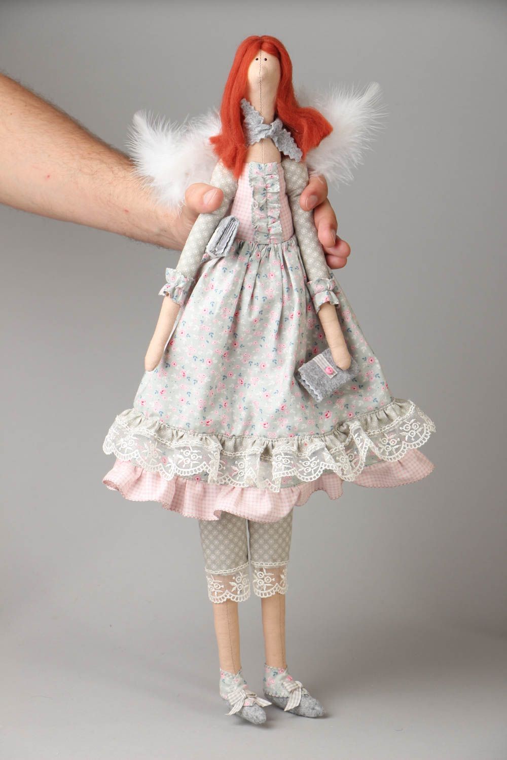 Puppe aus Stoff Rothaarige Bücherfreundin foto 4