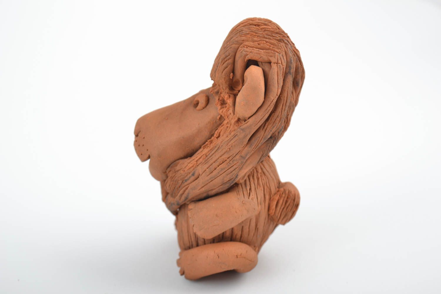 Handmade Dekofigur Löwe Keramik Deko Figur aus Ton wunderschön braun foto 5