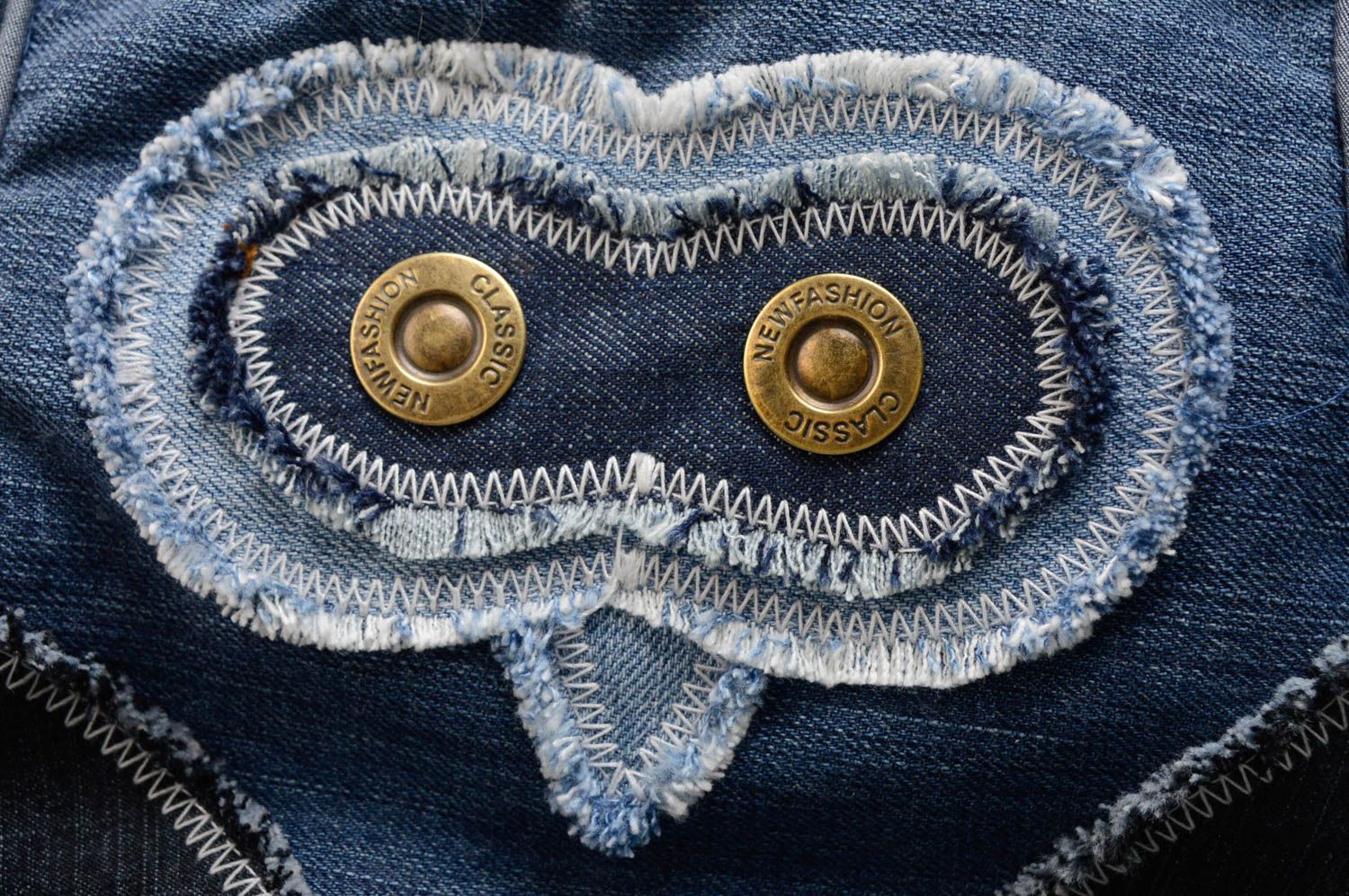 Borsa con civetta di jeans fatta a mano borsetta originale accessori donna  
 foto 4