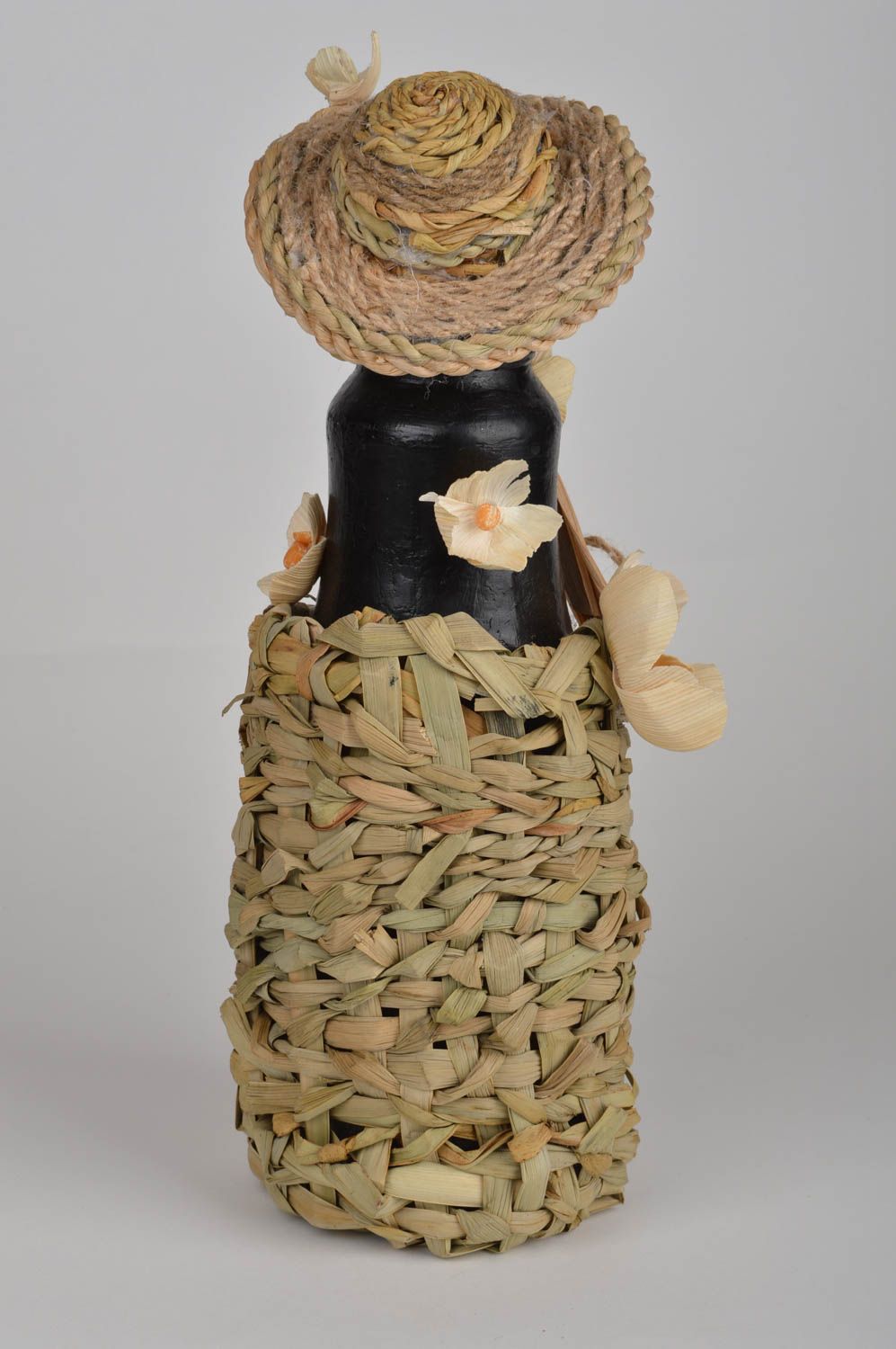 Бутылка из кукурузных листьев и папье-маше декоративная настольная хэнд мэйд фото 3
