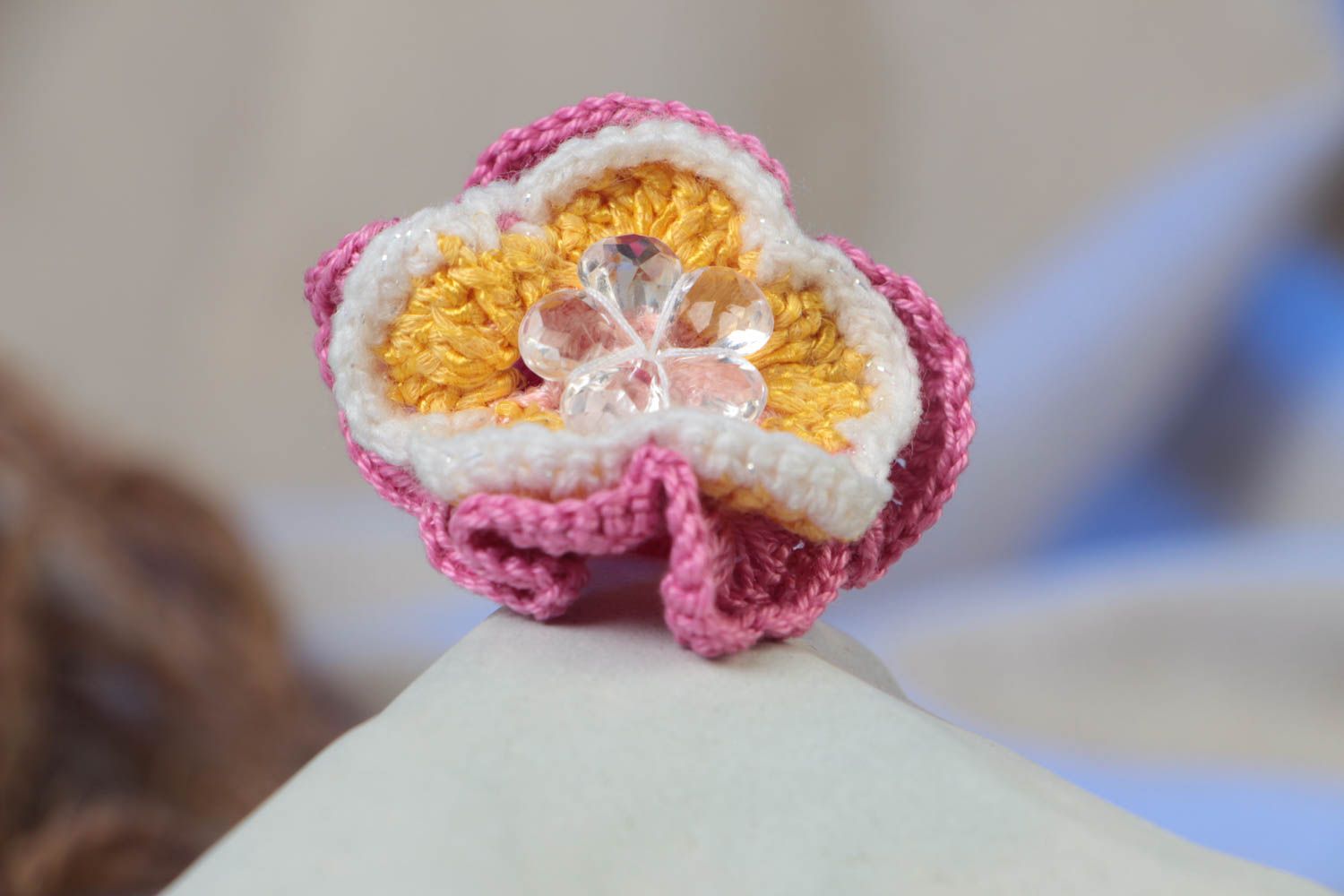 Flower scrunchy hand-crocheted scrunchies designer hair accessories for girls photo 1