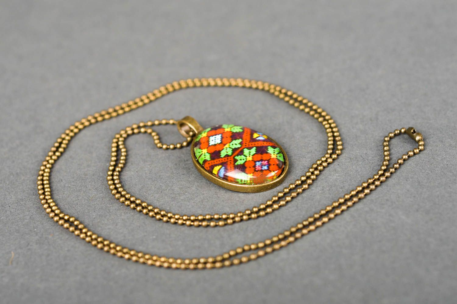 Handmade pendant in ethnic style unusual metal pendant designer jewelry photo 1