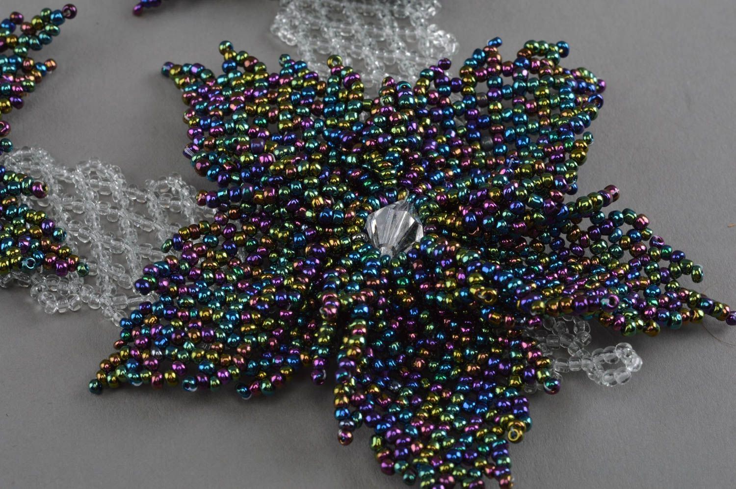 Beaded flower necklace beautiful handmade accessory for women designer jewelry photo 4