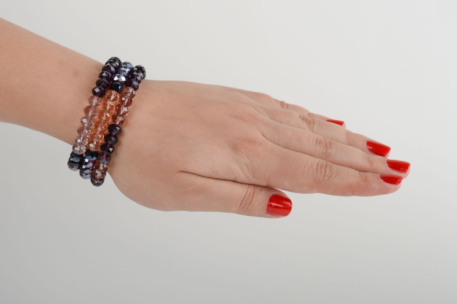 Bracelet perles fantaisie Bijou fait main trois tours original Accessoire femme photo 5