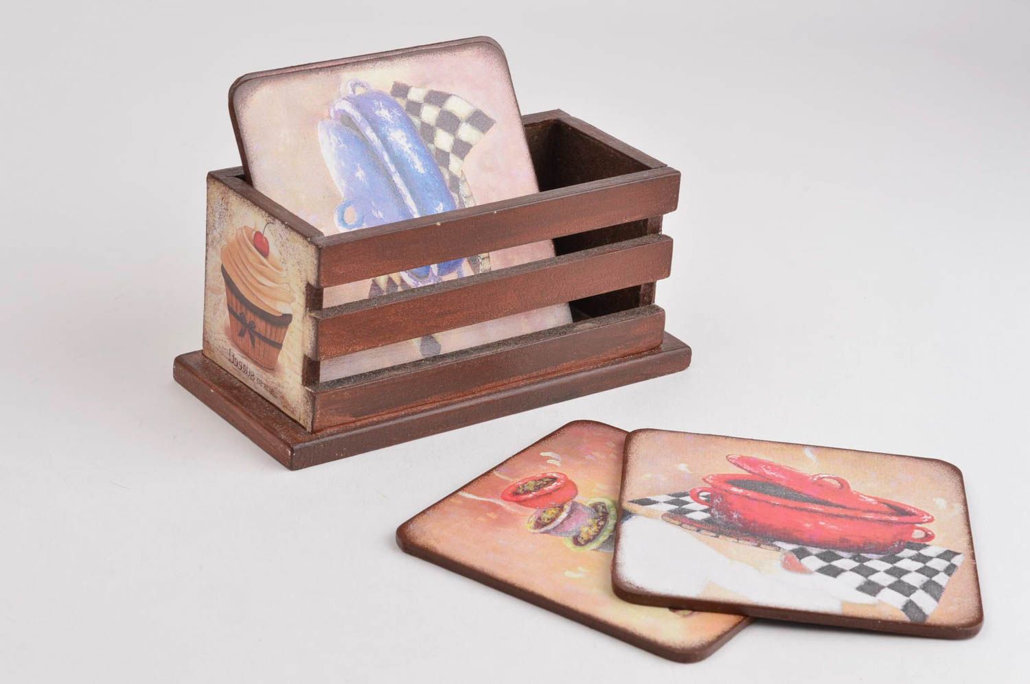 Posavasos originales y caja artesanales y decorados accesorios de cocina foto 3
