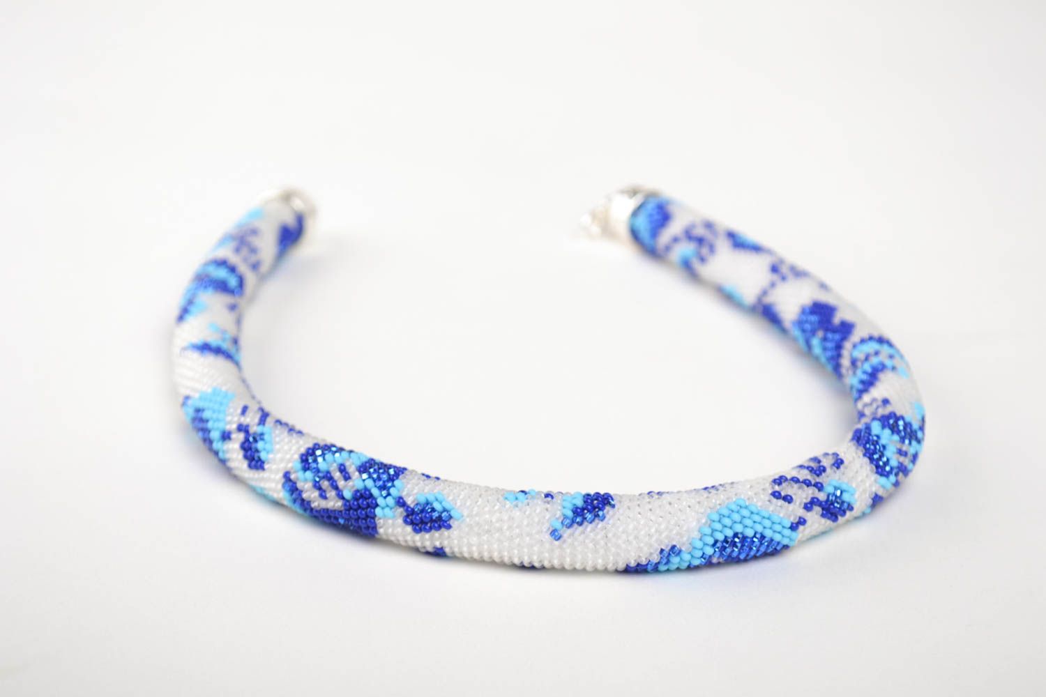 Handmade Halskette für Frauen Rocailles Kette Frauen Accessoire breit gemustert foto 3