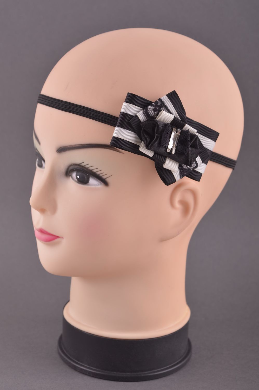 Stylish hair accessory handmade black and white headband designer present photo 1