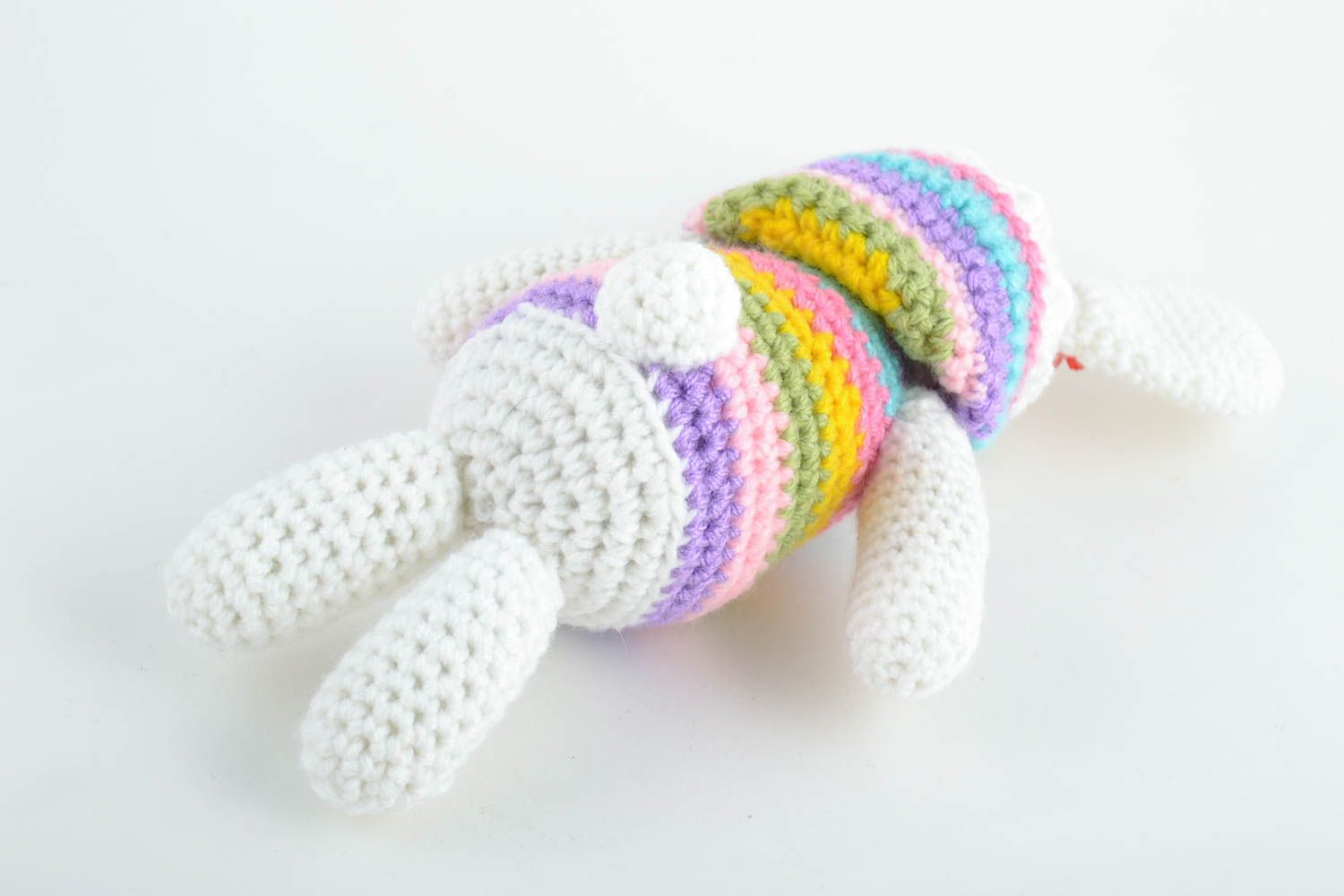 Handmade designer soft toy crocheted of woolen and semi woolen threads Rabbit photo 4