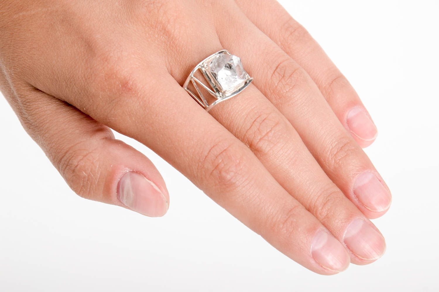 Серебряное кольцо ручной работы женское кольцо серебряное украшение с камнем фото 1