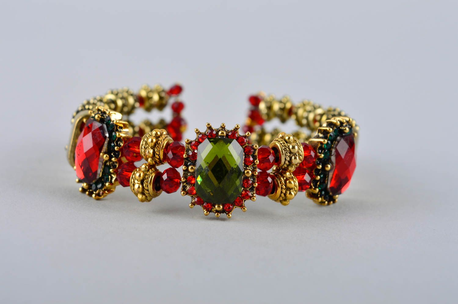 Designer stylish crystal bracelet unique handmade bijouterie accessories  photo 5