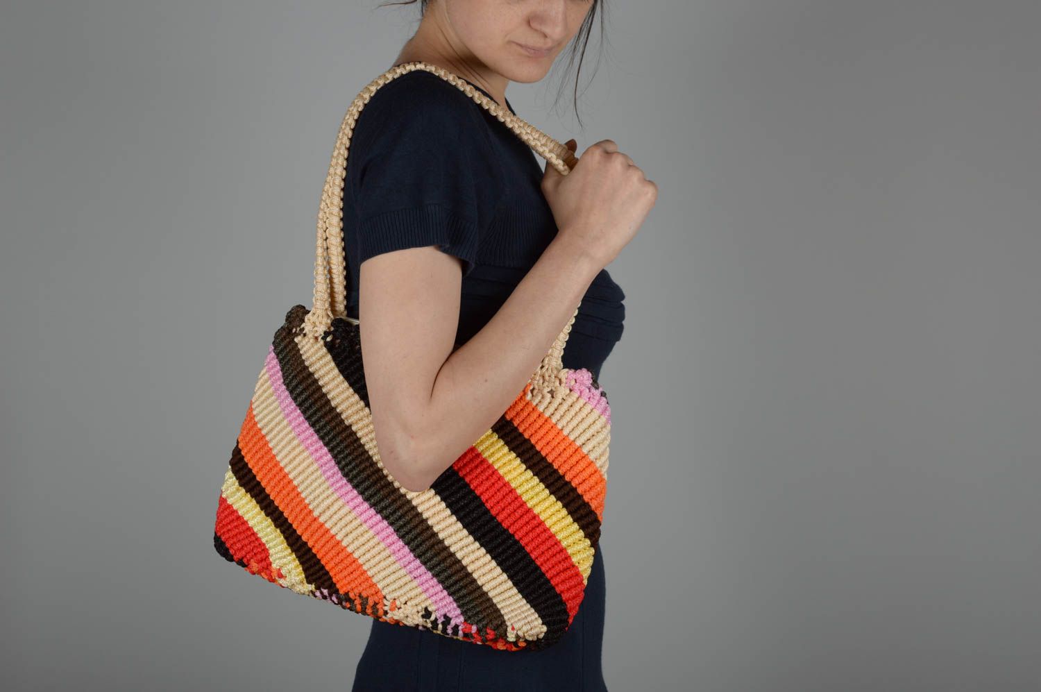 Unusual handmade crochet bag handmade design shoulder bag gifts for her photo 5