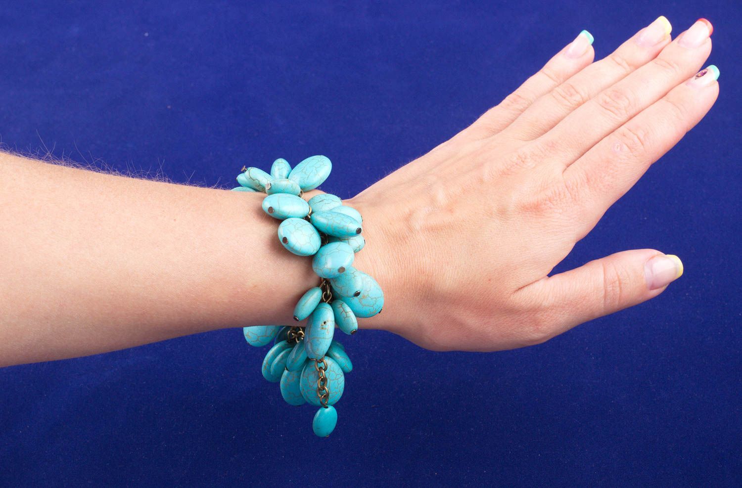 Beaded malachite color gemstone fashion bracelet for women photo 5