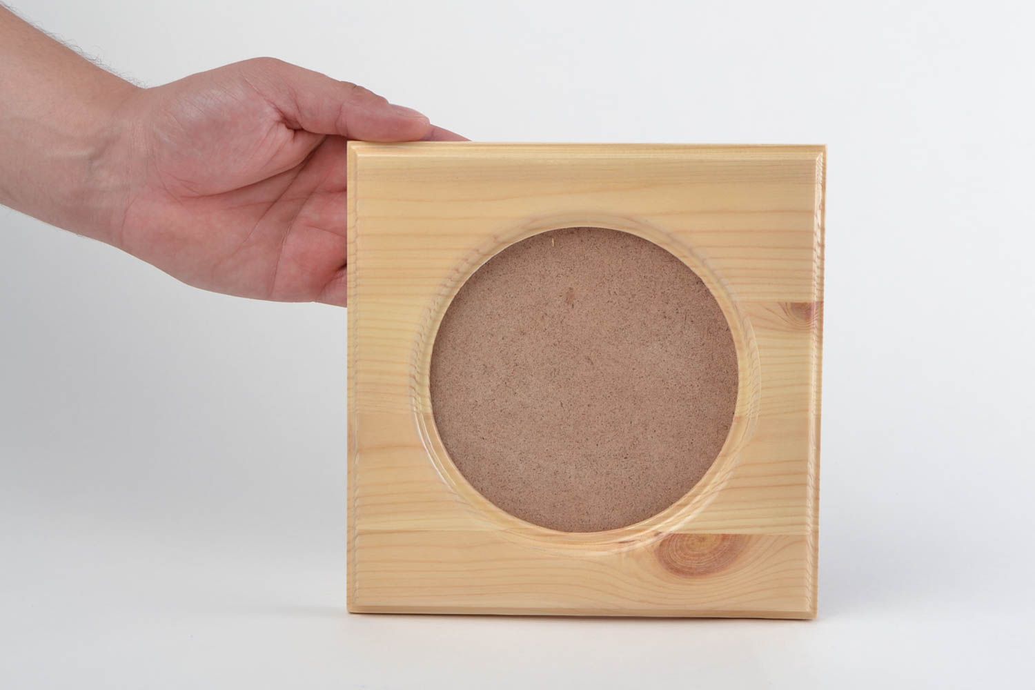 Cadre photo carré en bois de pin fait main clair original pour photo ronde photo 2