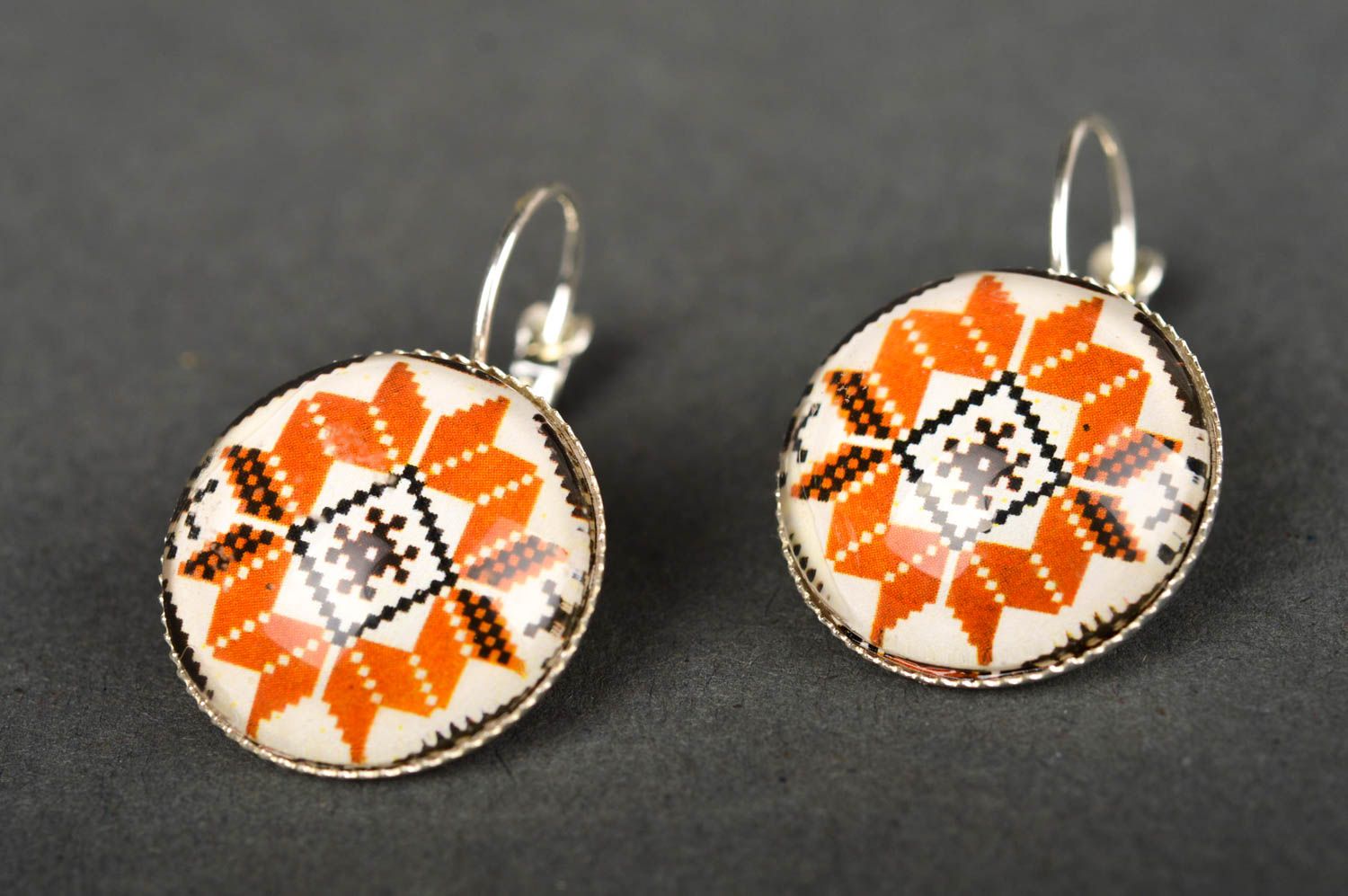 Handmade female earrings unusual jewelry in ethnic style designer jewelry photo 2