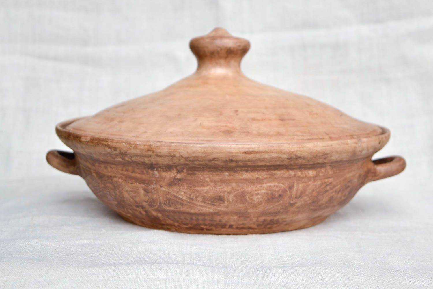 Керамический сотейник ручной работы с крышкой посуда для кухни глиняная посуда фото 5