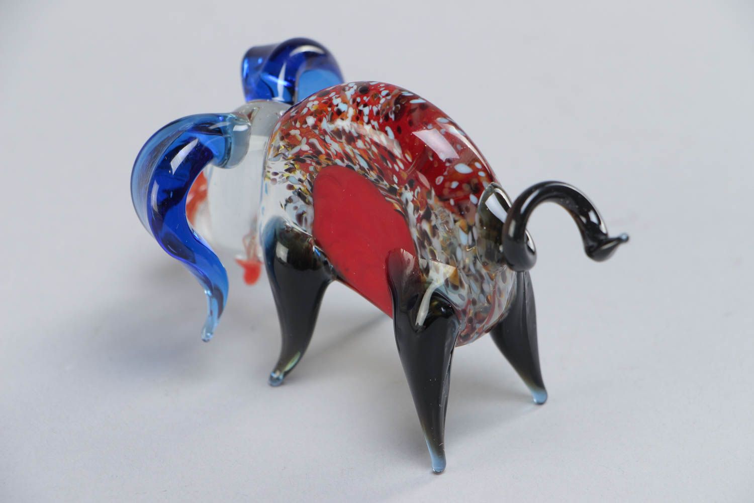 Deko Figurine aus Glas buntes lustiges und schönes Schwein Designer Handarbeit foto 4