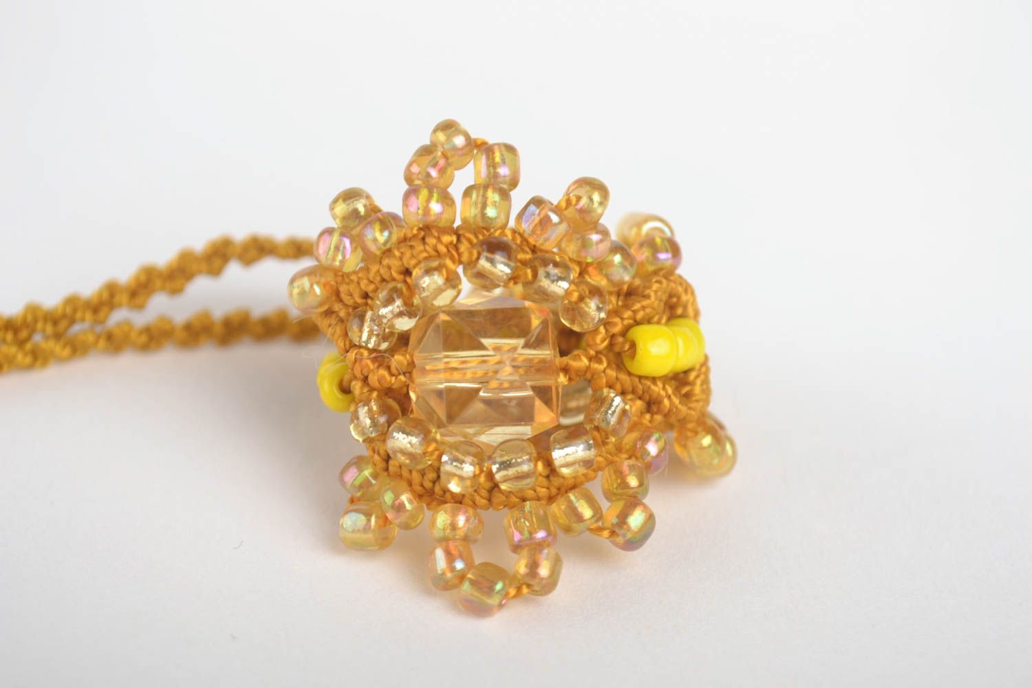 Handmade pendant designer jewelry unusual ring macrame accessory gift ideas photo 2