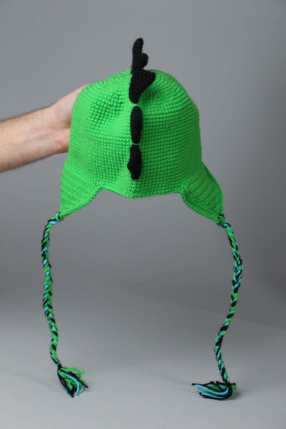 Bonnet tricoté fait main vert photo 4