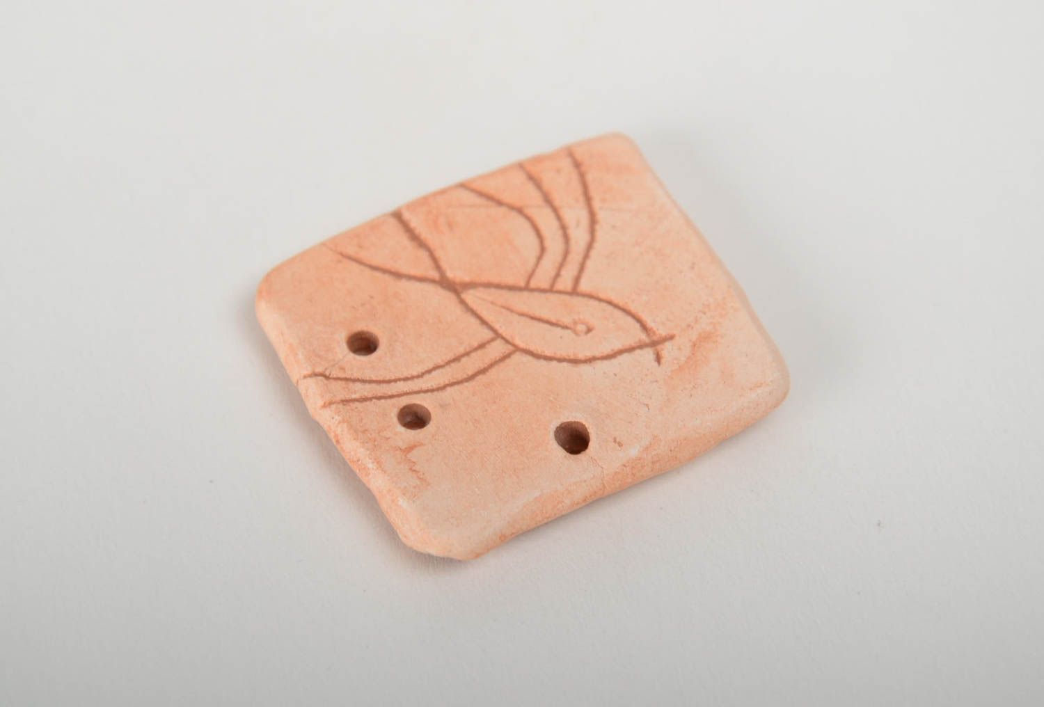 Handmade designer square DIY ceramic blank for pendant making photo 3