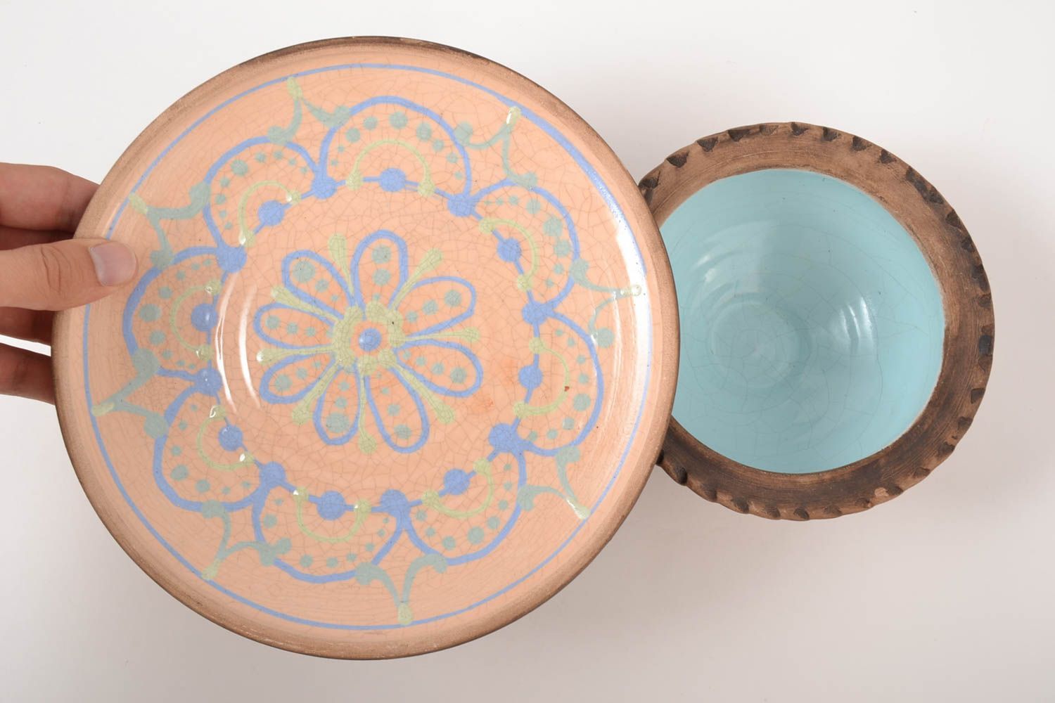 Handmade kleine Schüssel und Teller aus Ton Keramik Geschirr für Ihr Zuhause foto 2