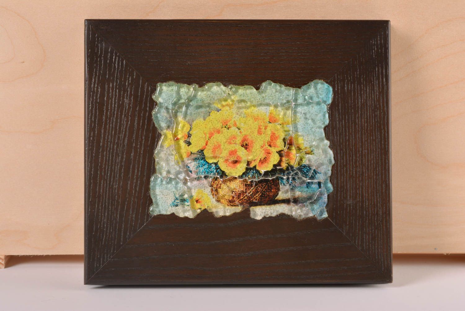 Cuadro artesanal de madera y vidrio decoración de casa regalo para madre  foto 1