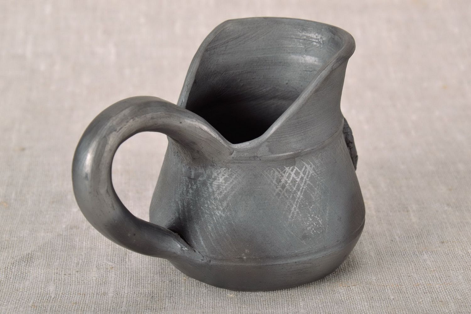 10 oz ceramic creamer jug with handle in black color 0,5 lb photo 3