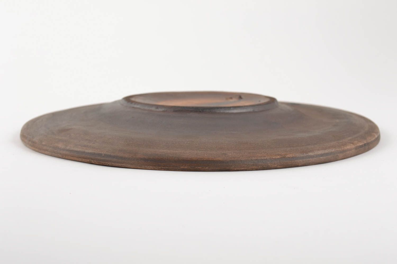 Großer Teller aus Ton in Braun handmade für Speisen originell für Tisch Dekor foto 5
