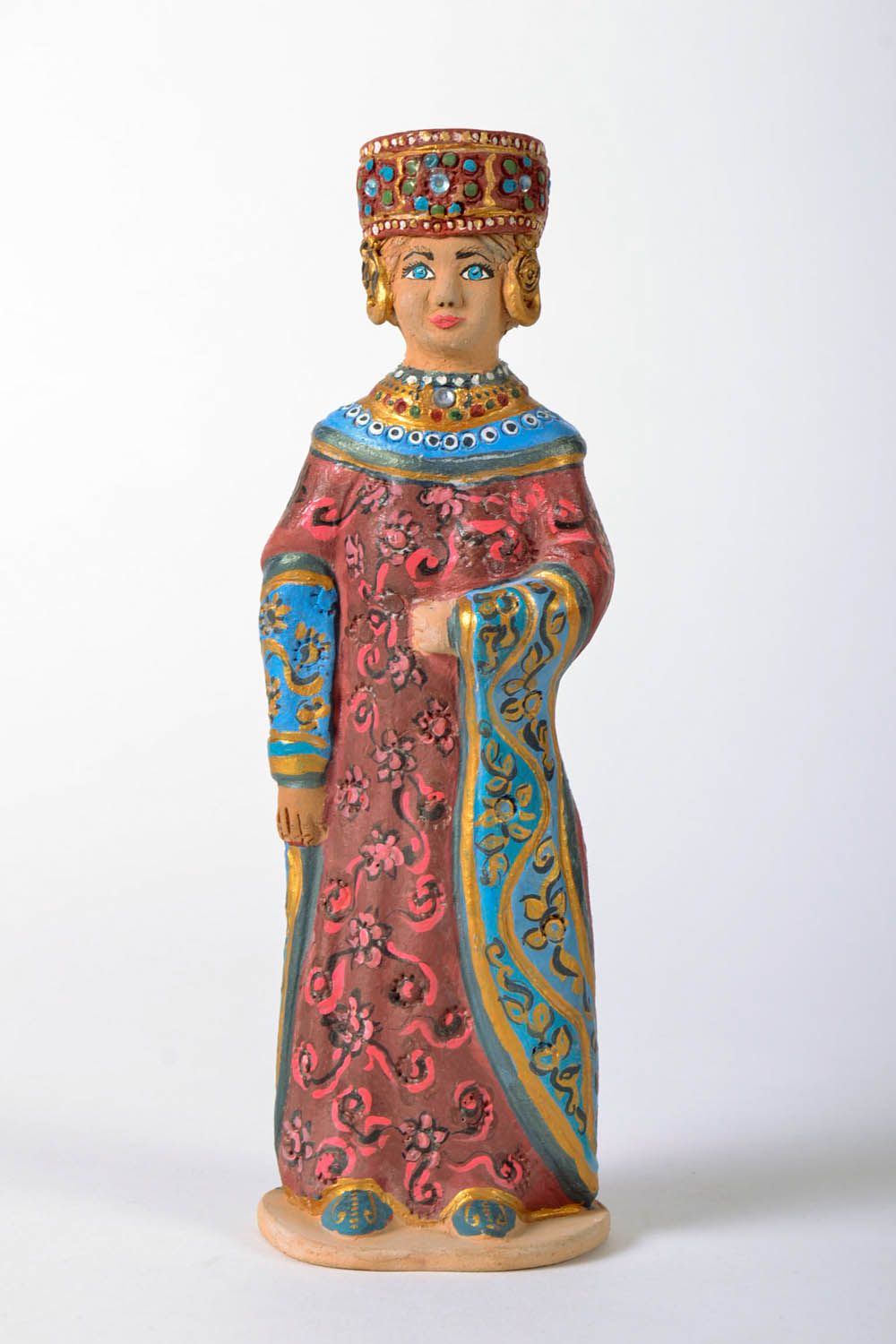 Estatueta decorativa artesanal de argila decoração do interior figuras de cerâmica Roksolana foto 2