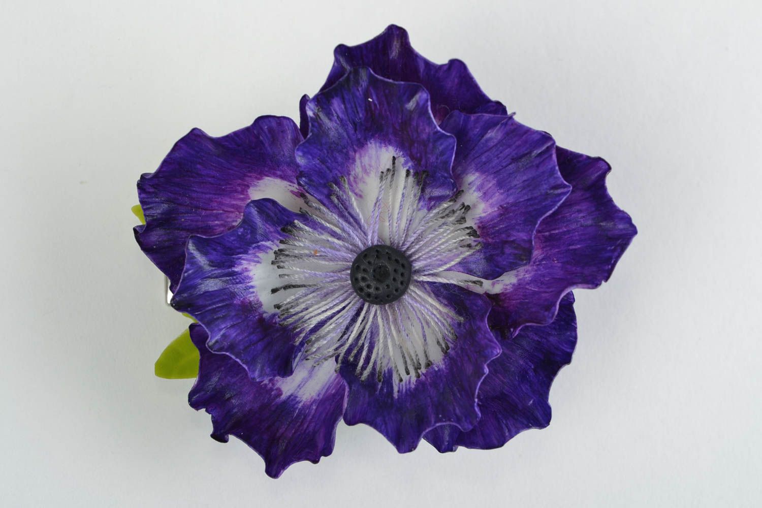 Handgemachte Blumen Haarklemme aus Porzellan in Form von lila Anemone für Damen foto 1
