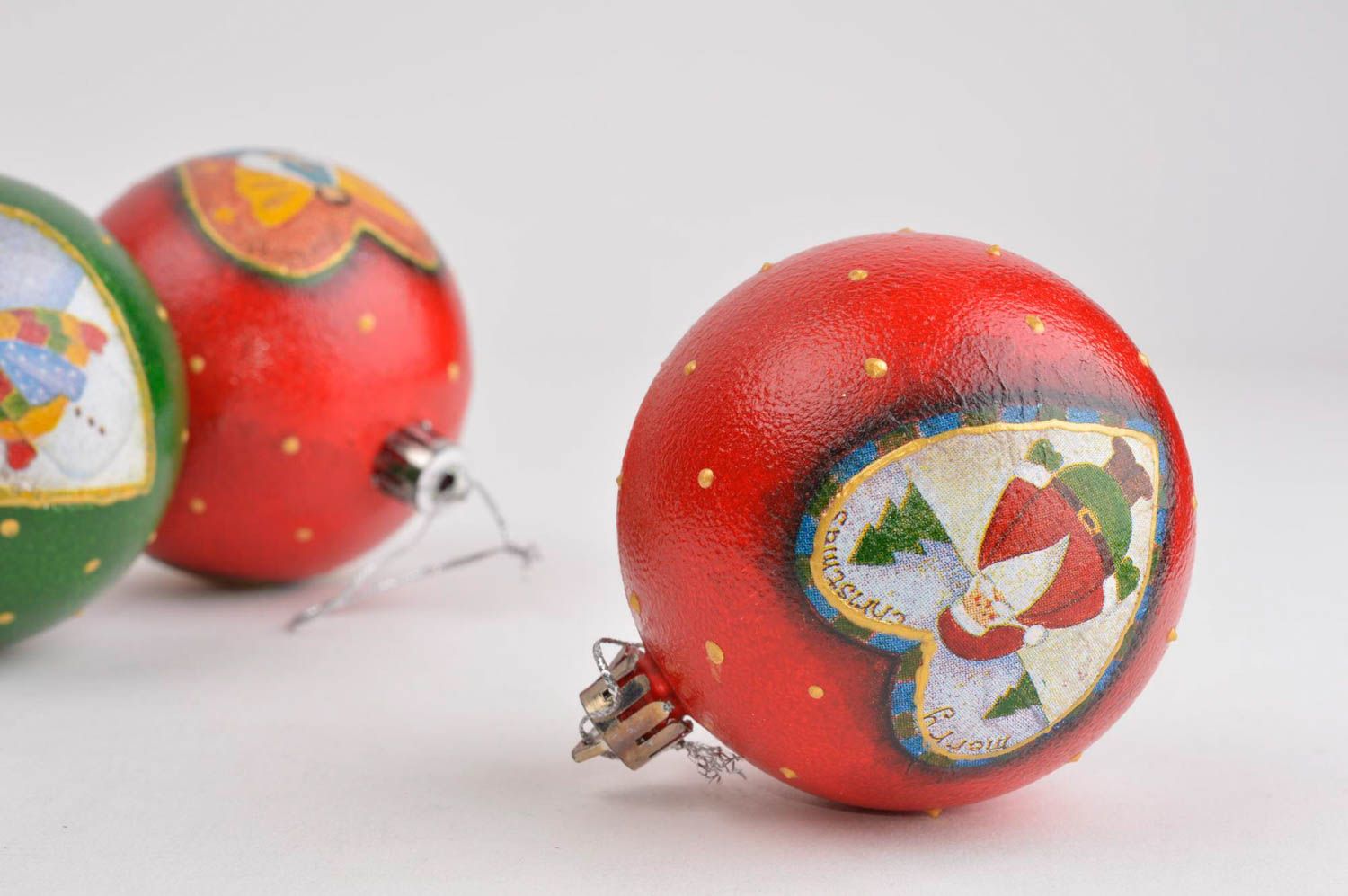 Boules Noël faites main décoration Noël en plastique Cadeau original 3 pièces photo 5