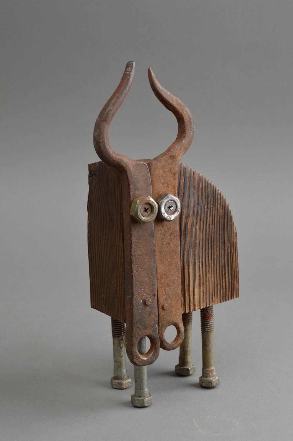 Figurine yak en bois de pin et fonte faite main originale décorative design photo 2