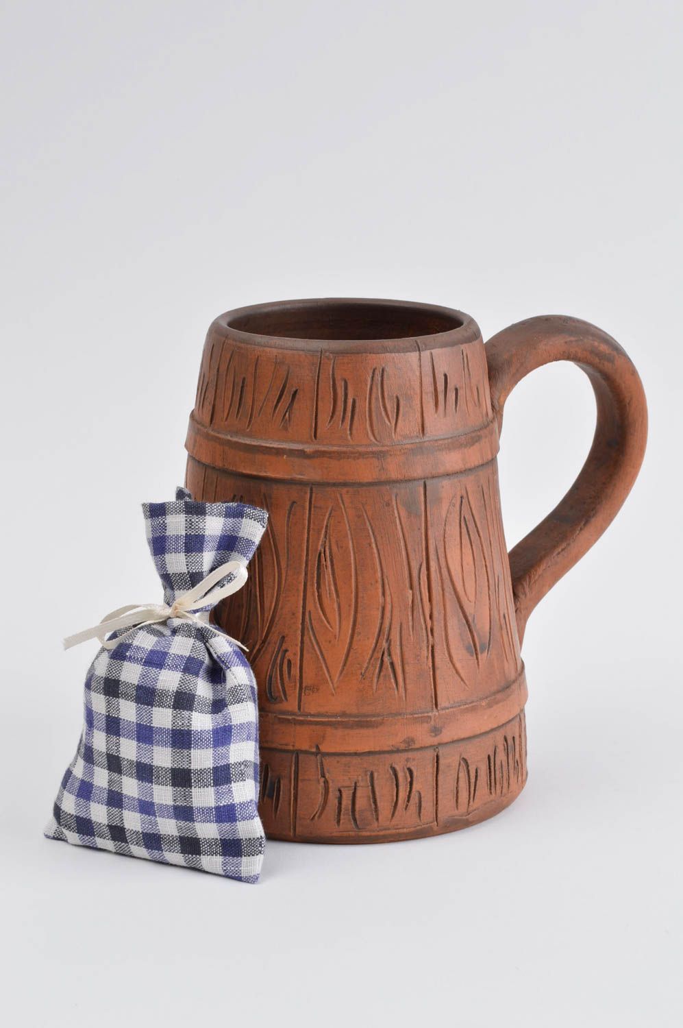 Handmade Keramik Tasse in Braun Keramik Becher Geschirr aus Ton 450 ml schön foto 1