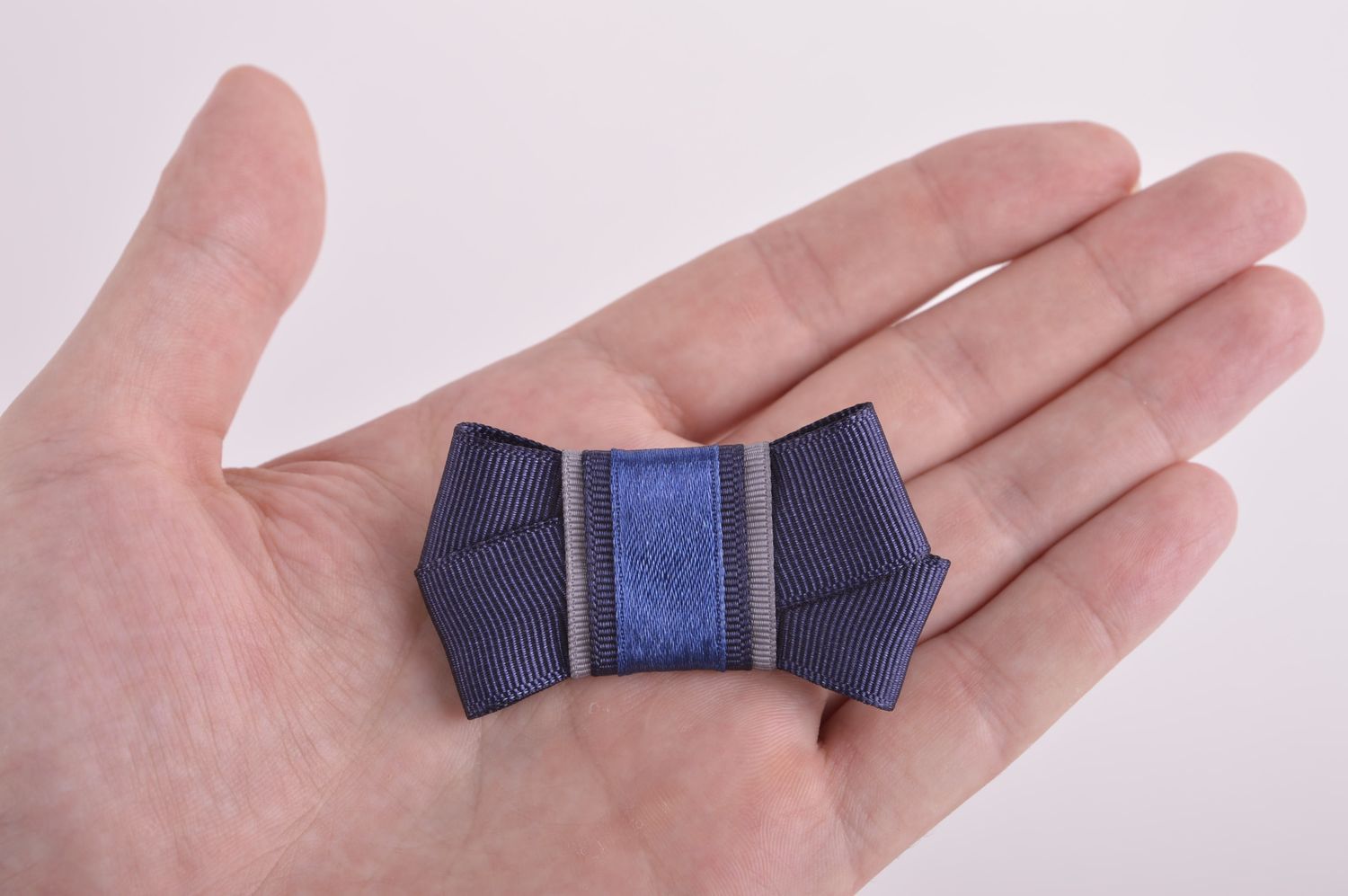 Broche textile faite main Accessoire femme bleu reps Cadeau pour femme photo 5