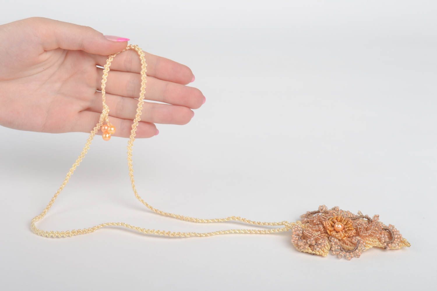 Handmade pendant designer pendant macrame jewelry unusual gift beads pendant photo 5